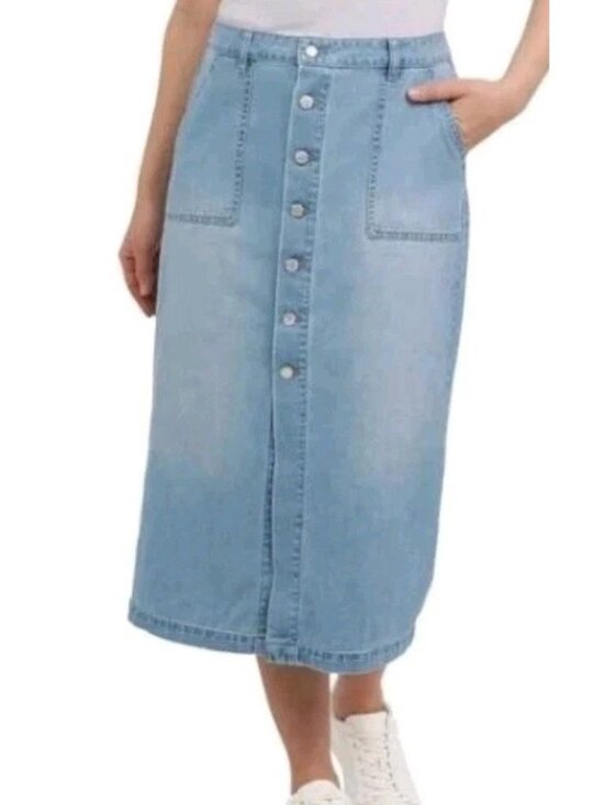 Wrangler Dresses & Skirts - NWT Wrangler Women's 4 Chambray Midi Skirt Light Blue Button Front